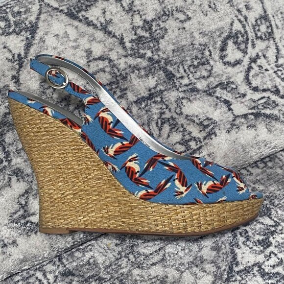 Audrey Brooke NAOMI Slingback Wedges in Blue Size 8 - Picture 2 of 8